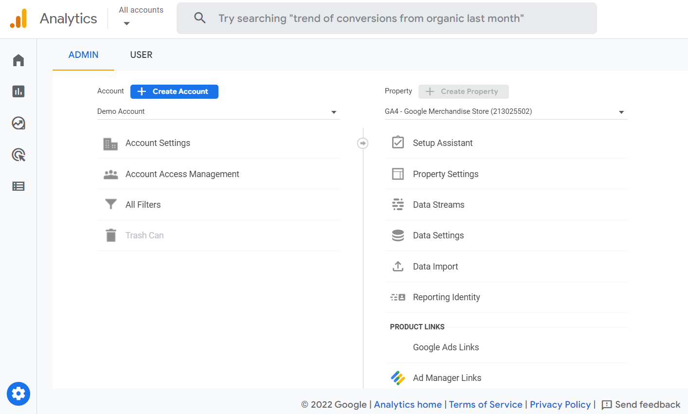 GA4 Admin Panel Overview