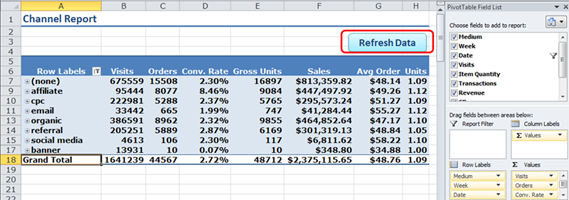 Reporting Automation - Google Analytics to Excel