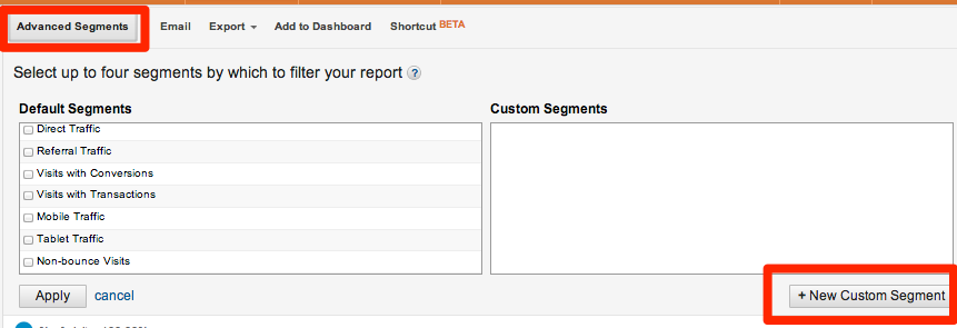 Create advanced segment in google analytics