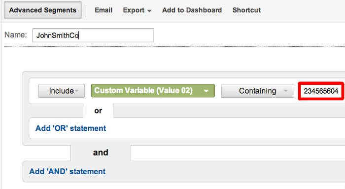 google analytics advanced segment custom variables