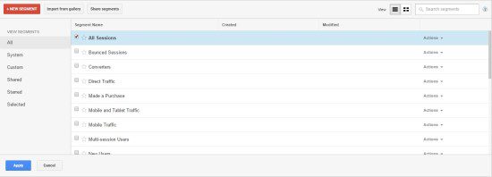 Create new segment in Google Analytics