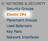 Elastic IP menu selection