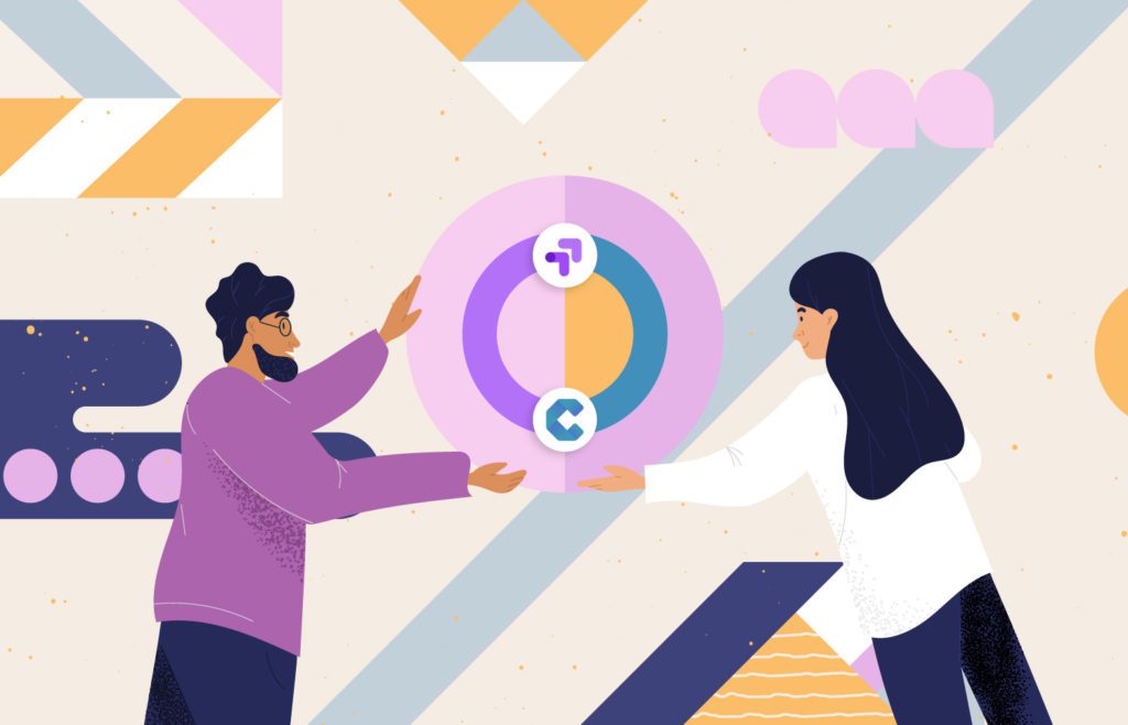 Animated people holding a circle