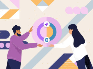 Animated people holding a circle