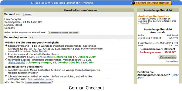 Checkout Usability Germany Amazon
