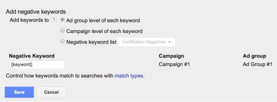 Negative Keywords