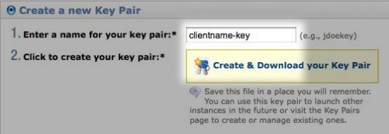 Create a new Security Key Pair