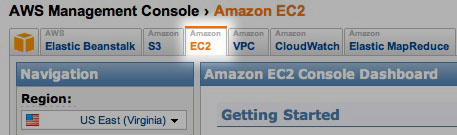 EC2 menu tab selection