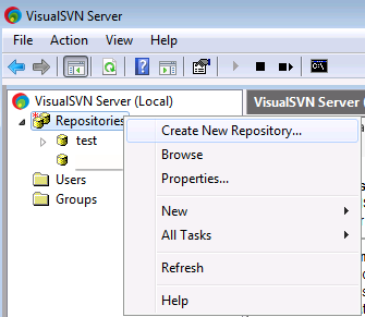 How to create a new repository using VisualSVN on Windows