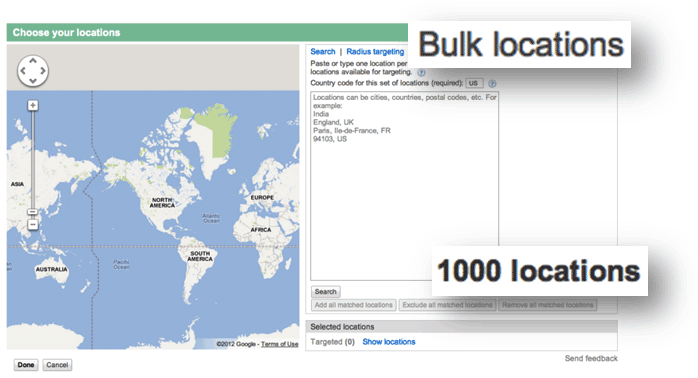 AdWords bulk location targeting