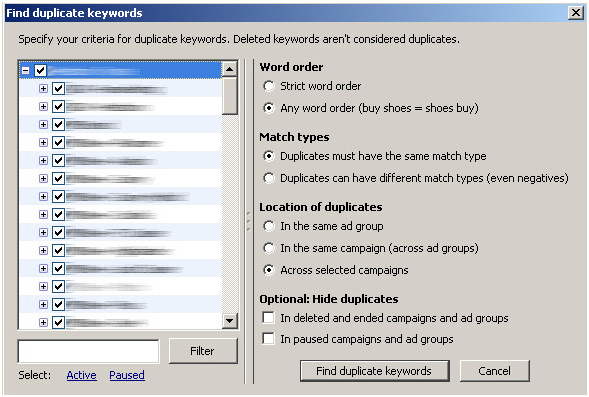 Duplicate Keywords Finder 2
