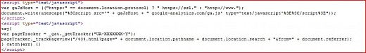 Error 404 Tracking in Google Analytics - Code Snippet