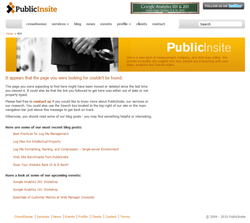 A view of PublicInsite's 404 page after my modifications