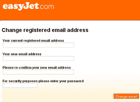 Easyjet unsubscribe change email