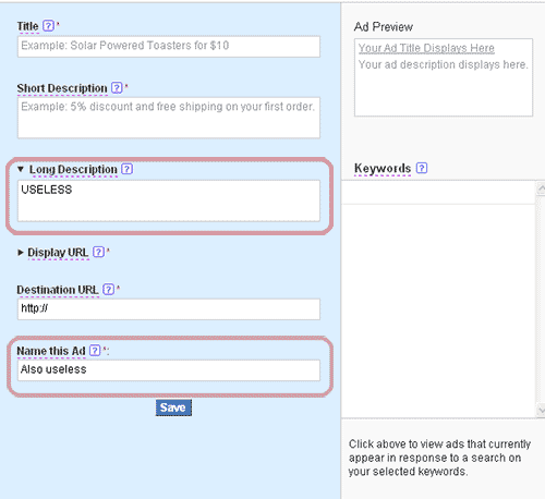 useless Yahoo PPC features