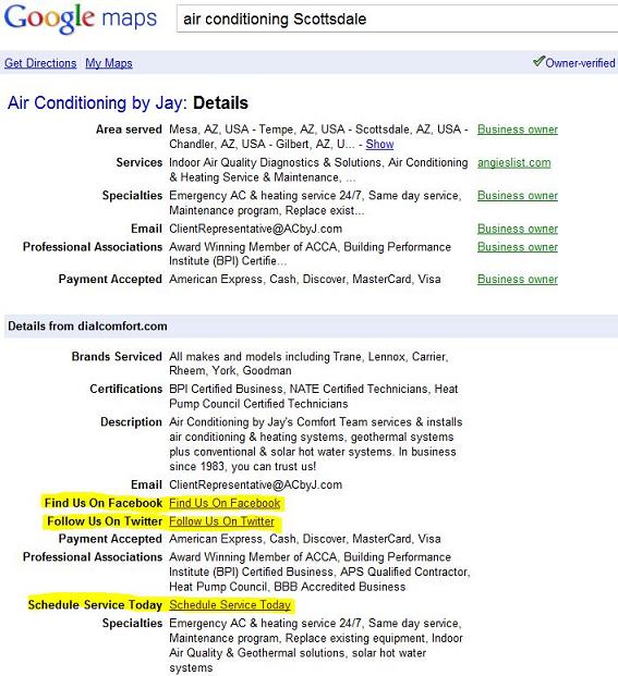 AC by Jay example of Google Places custom links