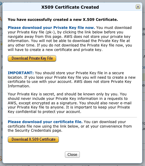 x509 Certificate Created window